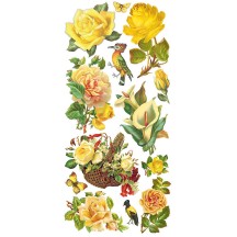 1 Sheet of Stickers Mixed Yellow Roses and Flowers